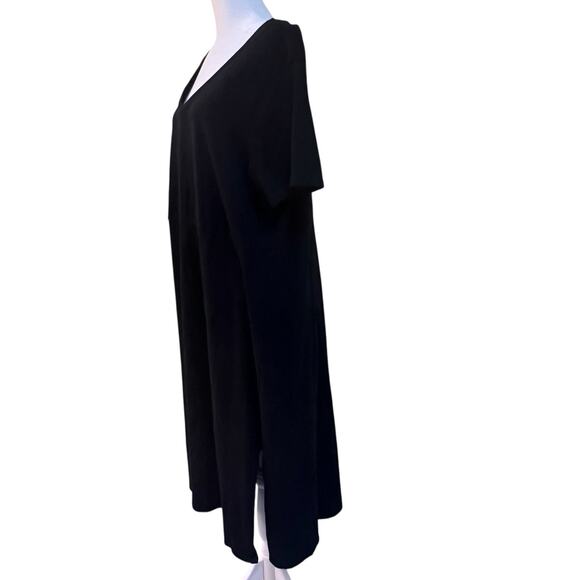 Torrid Maxi Dress Black Long V-neck Short Sleeve Size 2 2X 100% Cotton Draped - Picture 3 of 9